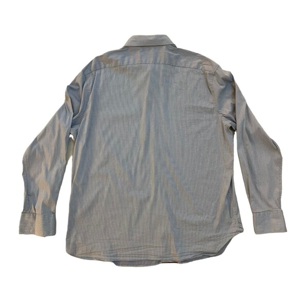 John Varvatos Men's size 17.5-34/35 Gray Grid Regular Fit Button Down Shirt - Picture 7 of 8